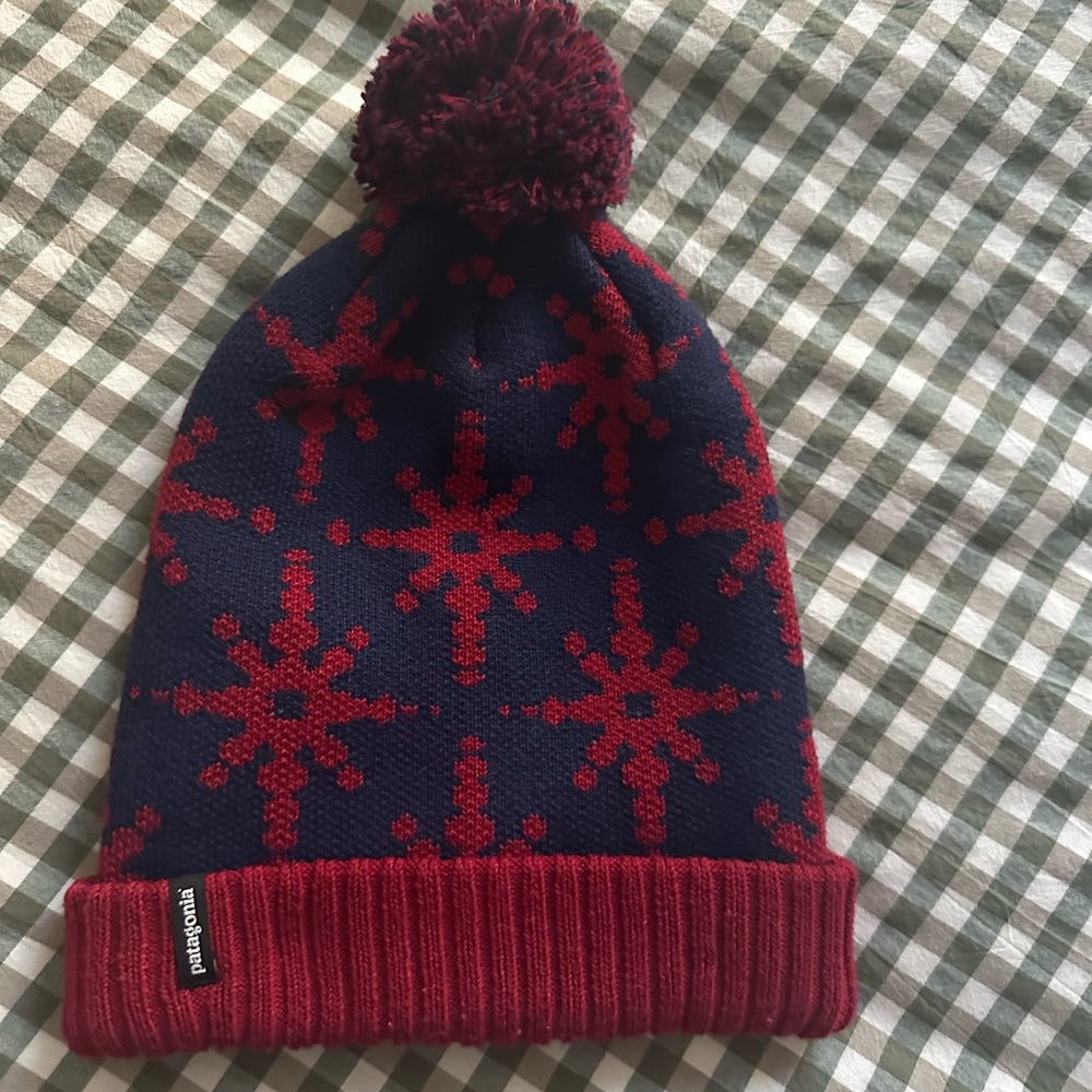 Patagonia Burgundy and Navy Snowflake Beanie